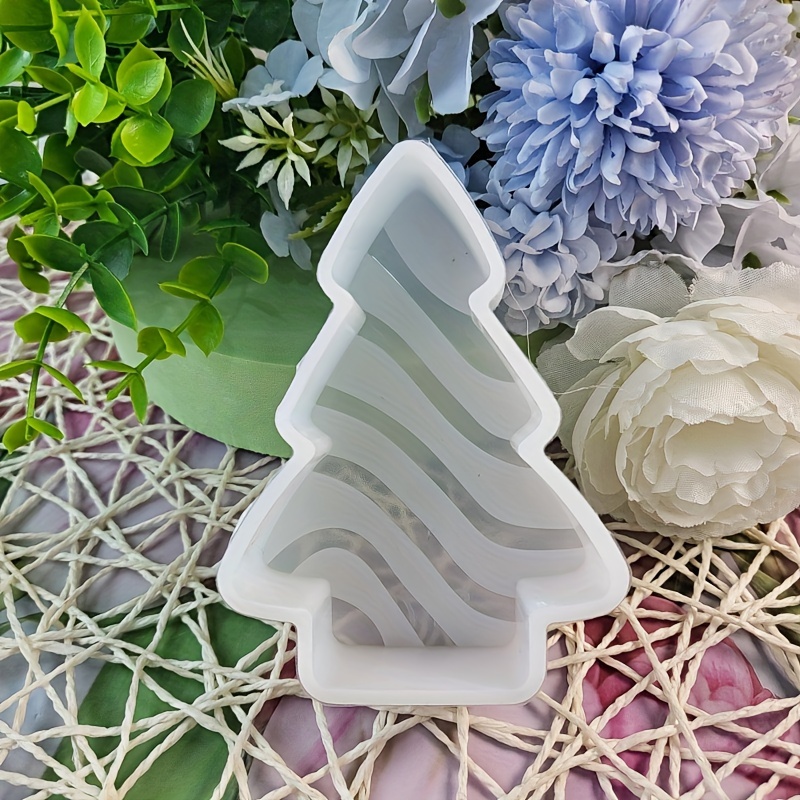 

1pc Striped Christmas Tree Car Freshener Silicone Mold For Candles, Soaps & Resin Crafts - Diy Aromatherapy Ornament Casting Mold For Home Decor