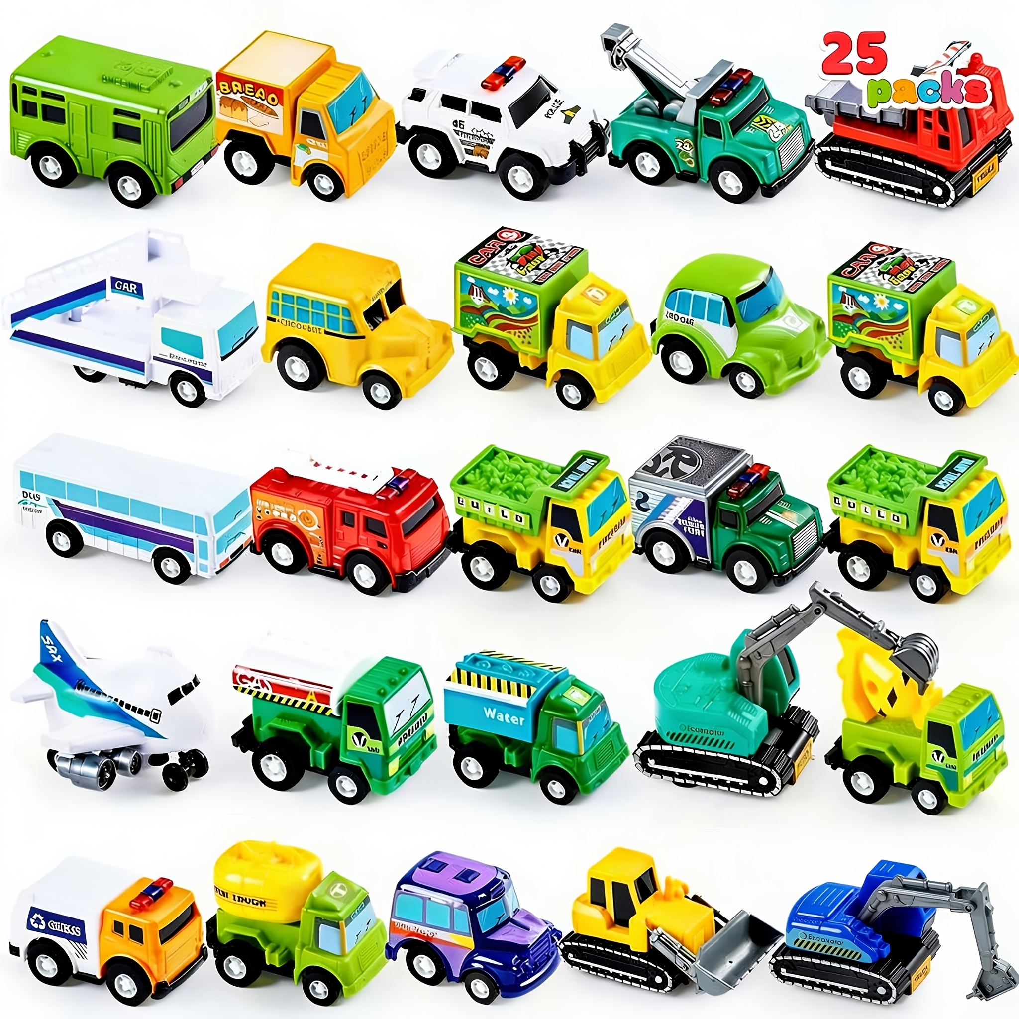 TEMU 25pcs Pull Back Cars And Trucks Toy Vehicles Set For Kids, Girls And Boys Kids Play Set, Die-cast Car, Kids Party Favors, Easter Stocking