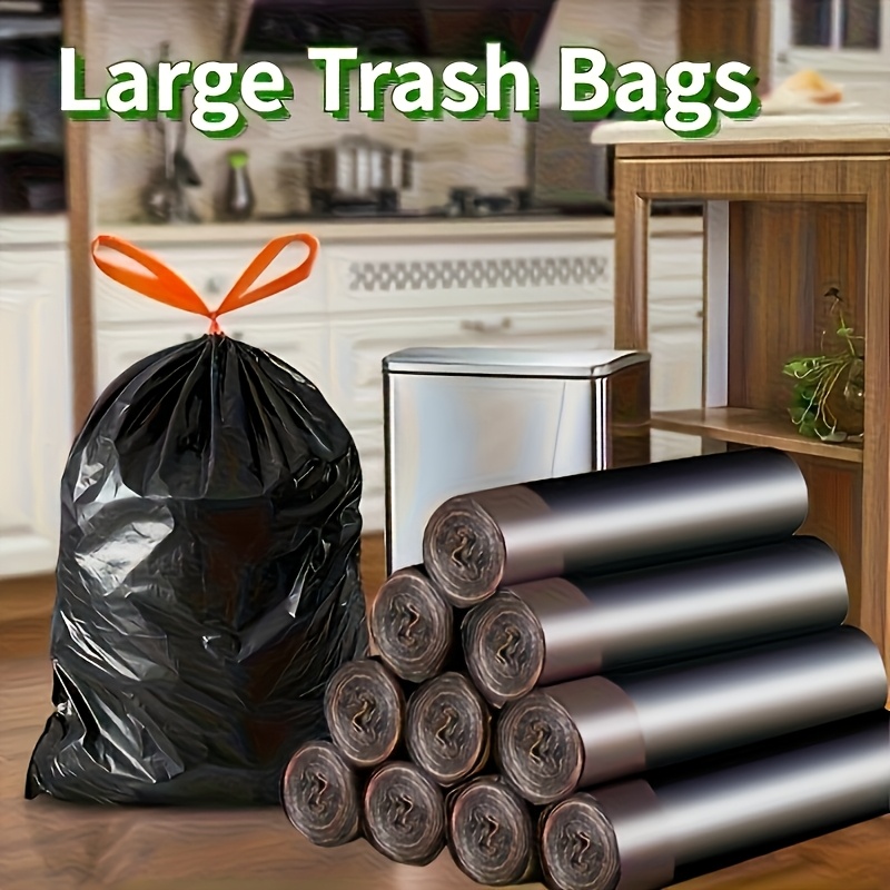 TEMU 35-gallon Heavy-duty Black Garbage Bags - High-capacity, Durable Polyethylene (pe) Trash Bags, Thickened Material (6kg/6.5lb) Suitable For Home
