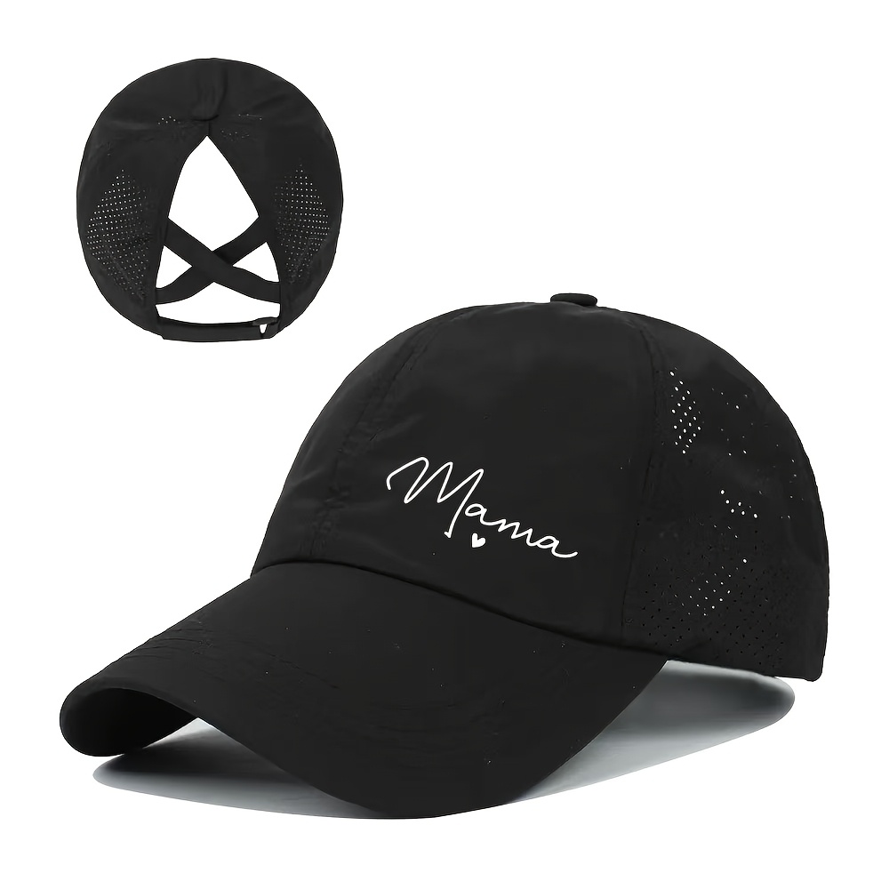 E-shop MAMA Love Print Baseball Cap Atmungsaktive Damen Sportliche Unifarben Outdoor Elegante Süße Verstellbare Mütze