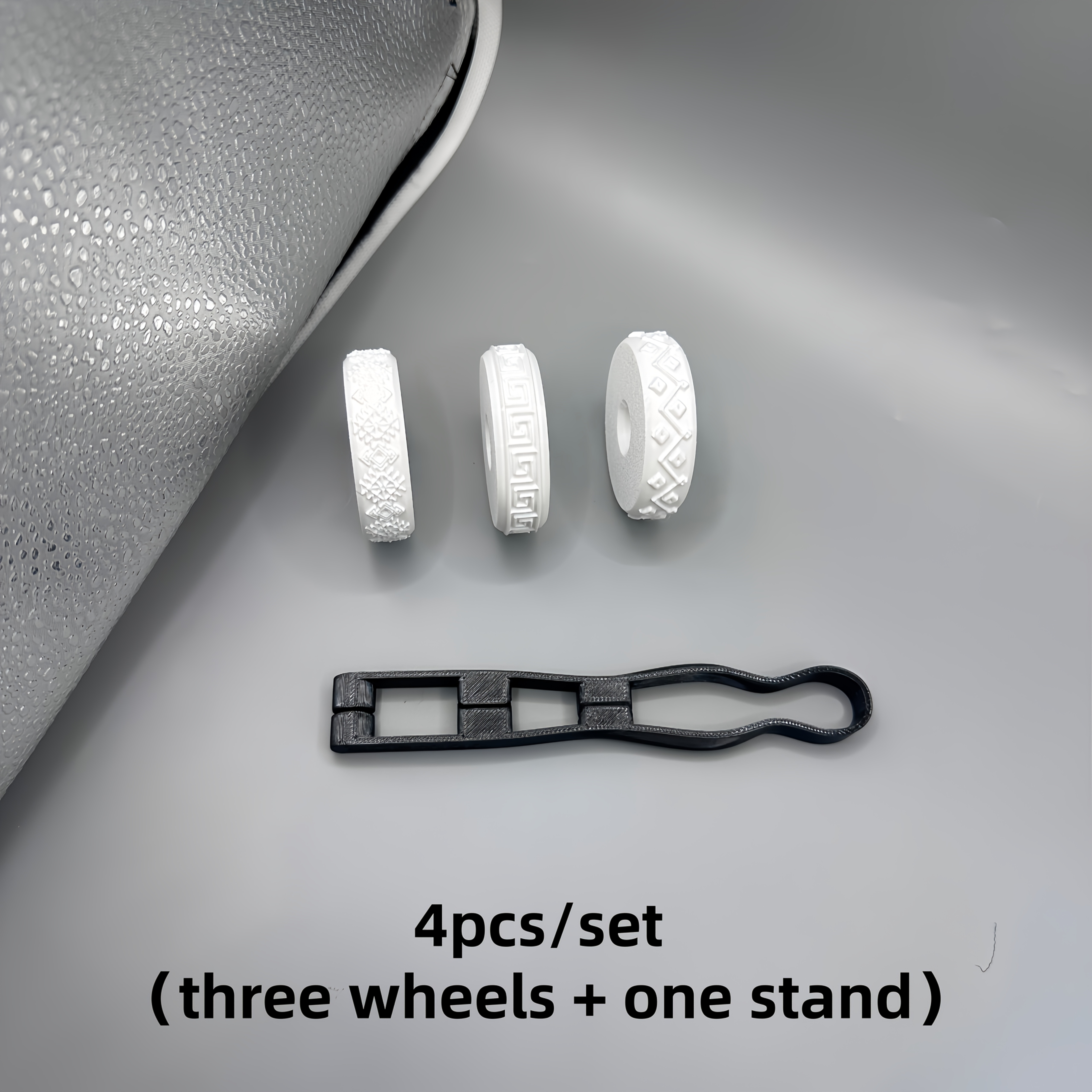 TEMU Ensemble de 4 outils de rouleaux à motif pour (3 rouleaux texturés et 1 support), rouleau à gaufrage pour , outil de tamponnage de texture pour