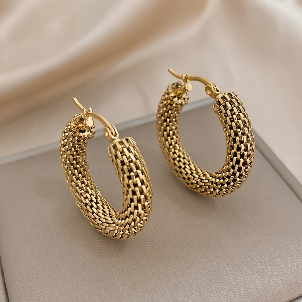 TEMU 1pc Elegant Stainless Steel Hoop Earrings, Sexy & , , No Gemstone, Women's Fashion Jewelry, & Parties, Accessory