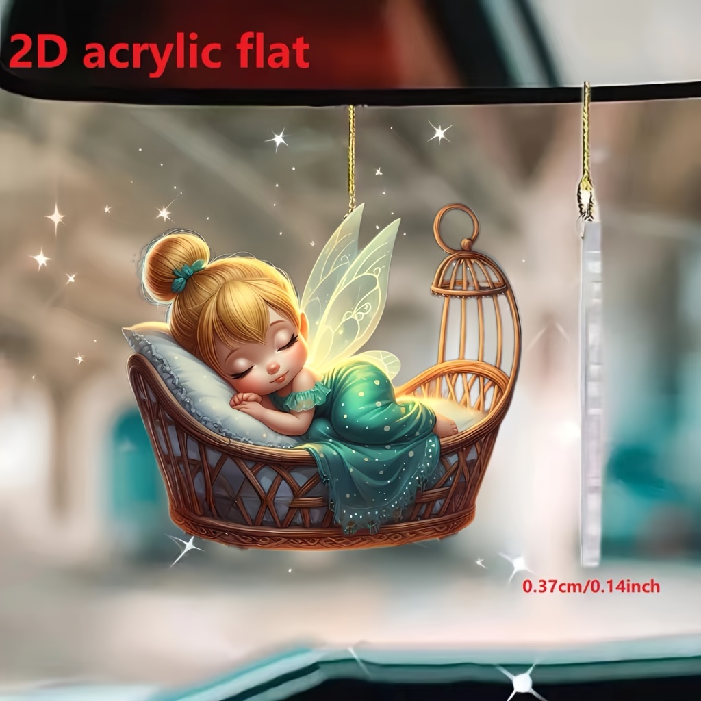 

Sleeping Fairy Hanging Ornament, Acrylic Flat 2d Pendant, Butterfly Winged Fairy Decor For Backpacks, Keychains, And Hanging Accessories