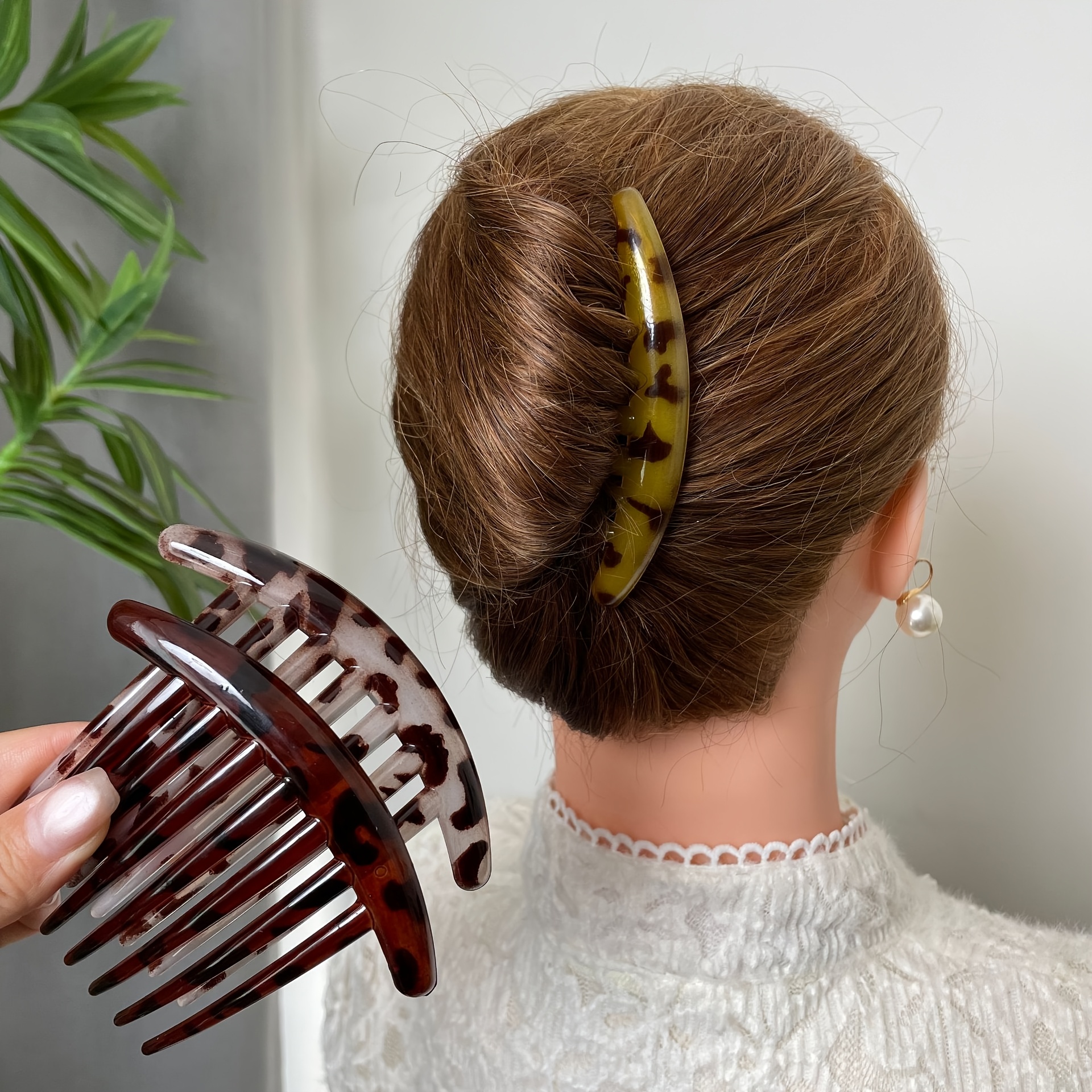 TEMU 3pcs Simple Vintage Tortoiseshell Hair Clips | Effortless Updo Holder, Versatile Hair Accessory For Commuting And Dates, Suitable For Daily Use,