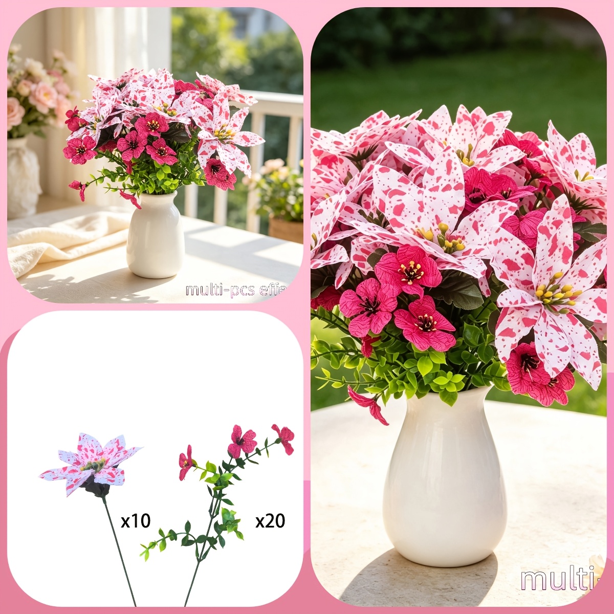 TEMU Lot de 30 Poinsettias Artificiels de Haute Qualité, Fleurs de Noël Rouges, Convient pour la Décoration de Bureau à , Placé sur les Appuis de