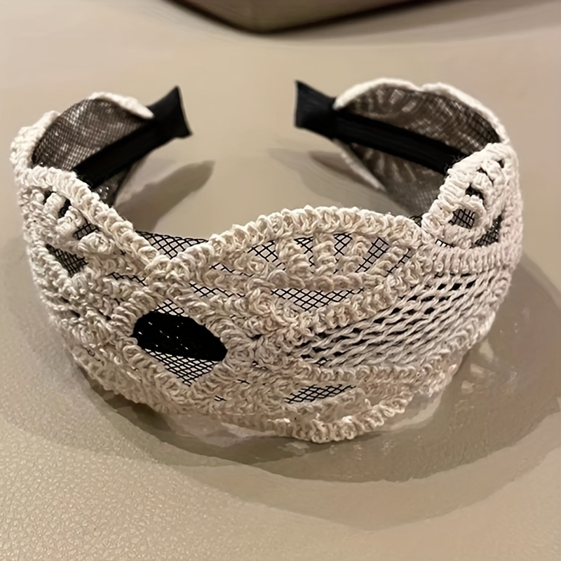 E-shop gewebtes Stirnband im Böhmen-Stil mit Durchbruchmuster, elegantes vielseitiges breites Vintage-Haar-Accessoire