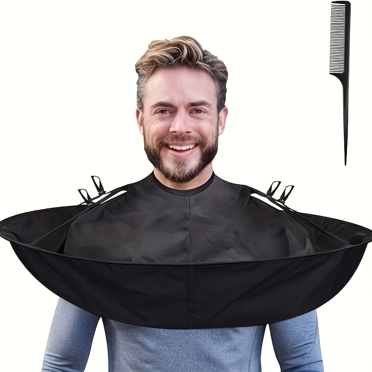 E-shop Haarumhang Cape Verstellbarer Haarschneideumhang Regenschirm-Haarumhang Friseurumhang Faltbarer Friseur-Regenschirmumhang mit Schwarzem Kamm für