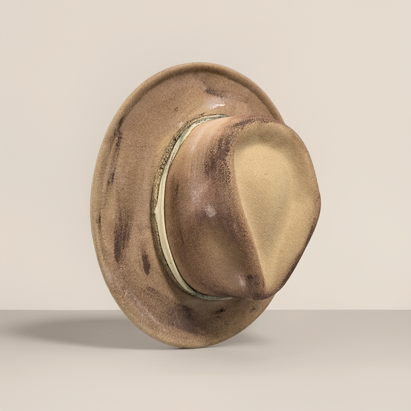 Handmade Vintage Fedora Hat - Adjustable Wide Brim Jazz Cap with Light Brown/ Brown/, Lightweight & Durable for Women & Men