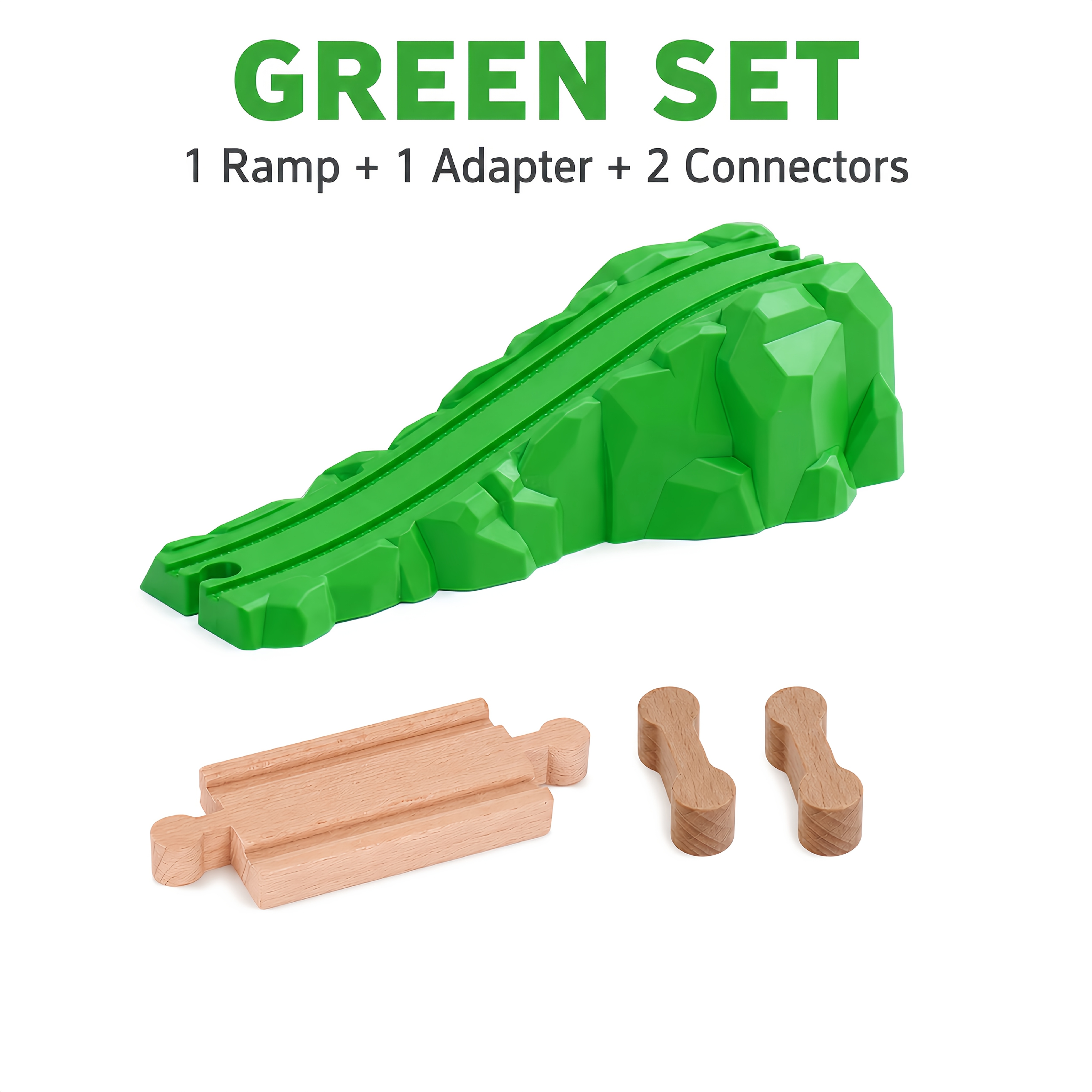 TEMU 4pcs Mountain Ramp Railway Track Accessory Set With Wooden Adapter & 2 Connectors, Expansion Part For Wooden Plastic Train Layout Systems, Kids