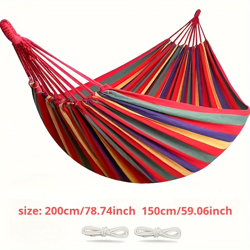 

Outdoor Garden Camping Hammock With Hanging Ropes - Durable Woven Fabric Hammock With Portable Carry Bag, Holds Up To 450 Lbs, For Outdoor/indoor Use, Hand Washable, Suitable For Ages 14+