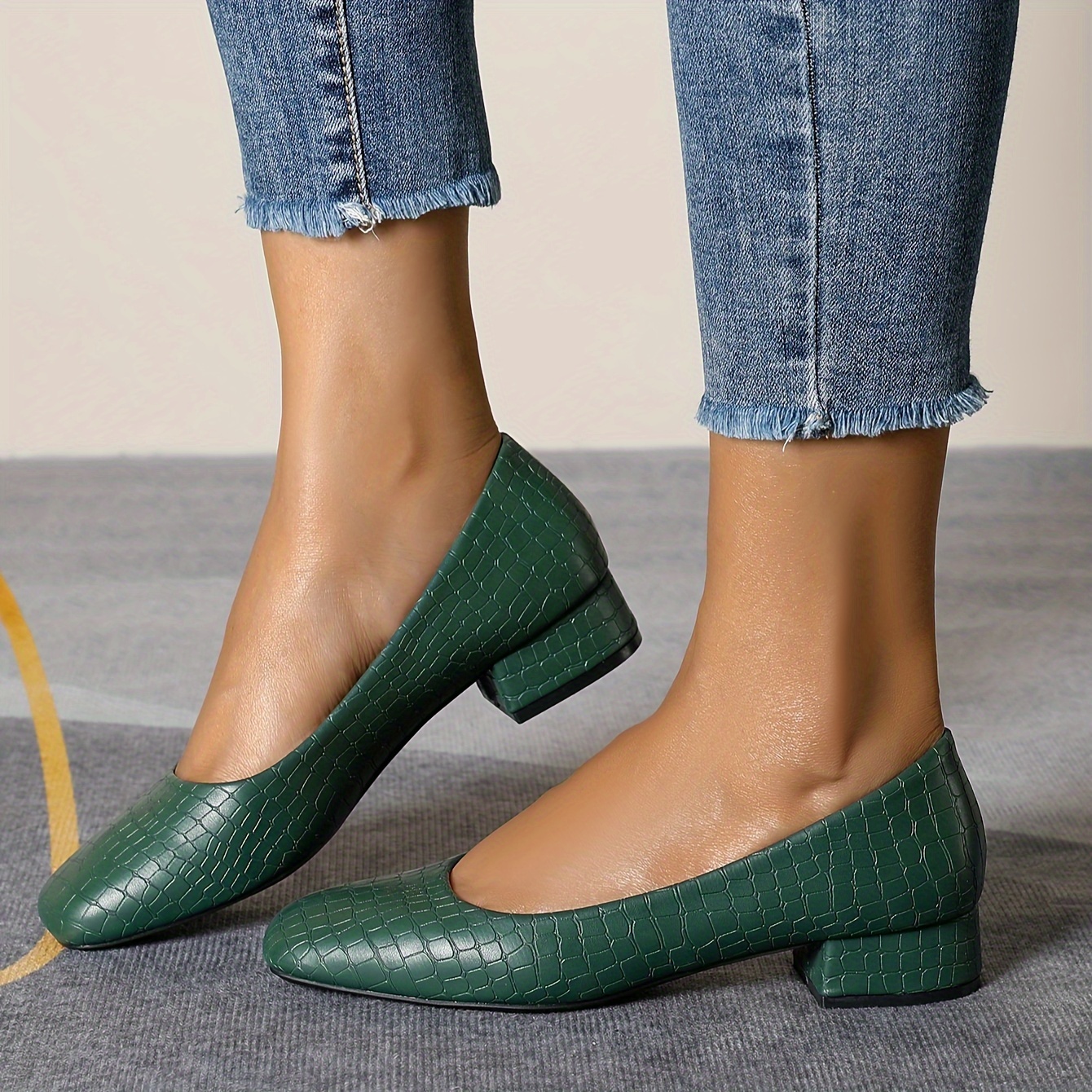 european large size women's shoes spring autumn thick heel Temu - Main Image