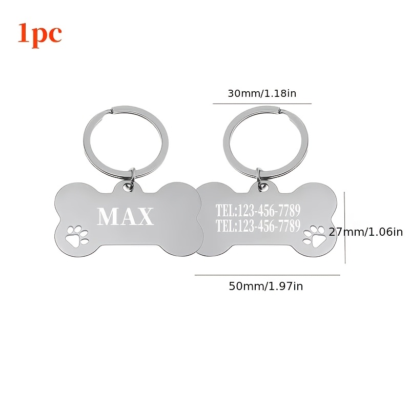 Customized Bone Dog Tag for Pets, Engraved Name Tag for Dogs and Cats