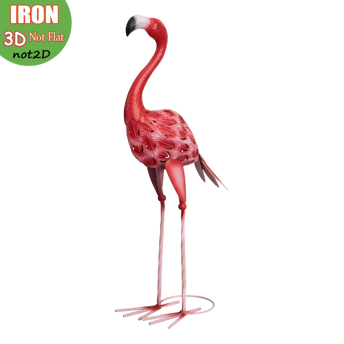 Image of A Large Metal Flamingo Garden Statue And Sculpture, Pink Flamingo Outdoor Art Statue For Home Decor, Garden Decoration, Patio Decor, Lawn Ornament, And Backyard Embellishment