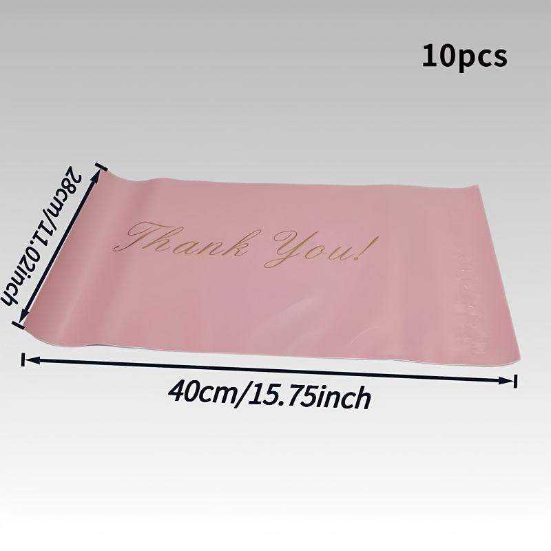 E-shop 10 Stück Hochwertige Wasserdichte Versandtaschen - Elegantes Rosa mit Goldener Dankeschön, Selbstverschließender Verschluss, für E-Commerce,