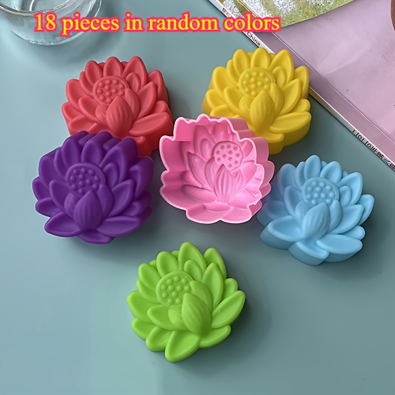 TEMU [random Color] 6/12/18pcs Flower Silicone Candle Molds Handmade 3d Rose Soap Plaster Resin Mold Aromatherapy Candle Silicone Mold Resin Polymer