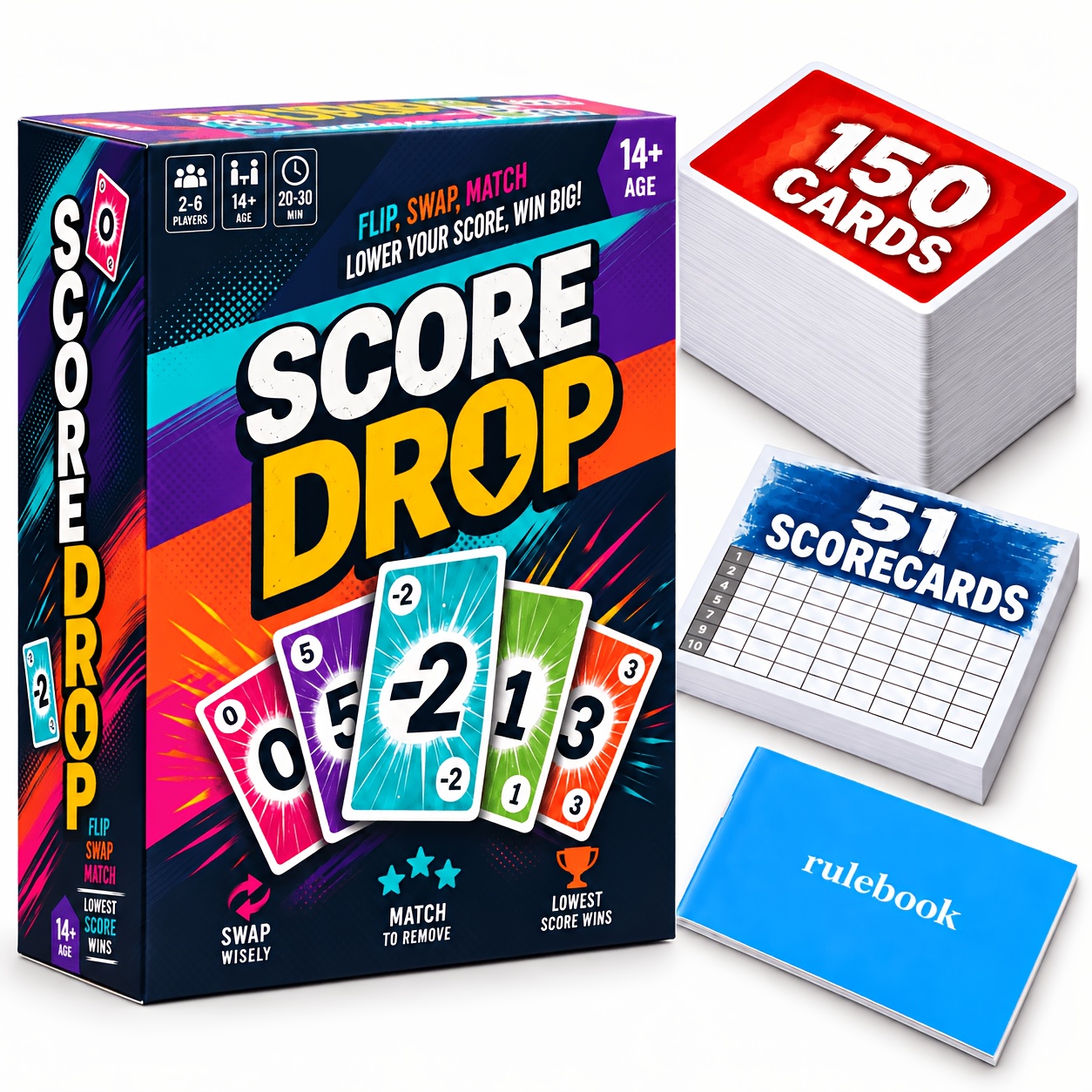 TEMU Score Drop Card Game Flip Swap Match And Lower Your Score Fast Strategy Number Card Game With Hidden Cards Matching Columns And Low Score Fun