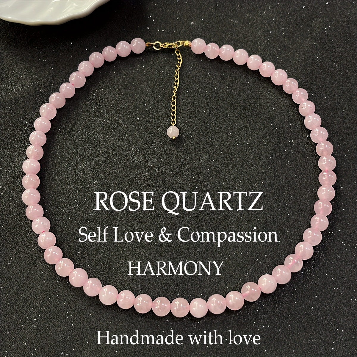 E-shop Rose Quartz Halskette zieht Liebe, verfügt über eine 8 mm natürliche Rose Quartz handgefertigte Perlenkette mit einem eleganten Design für
