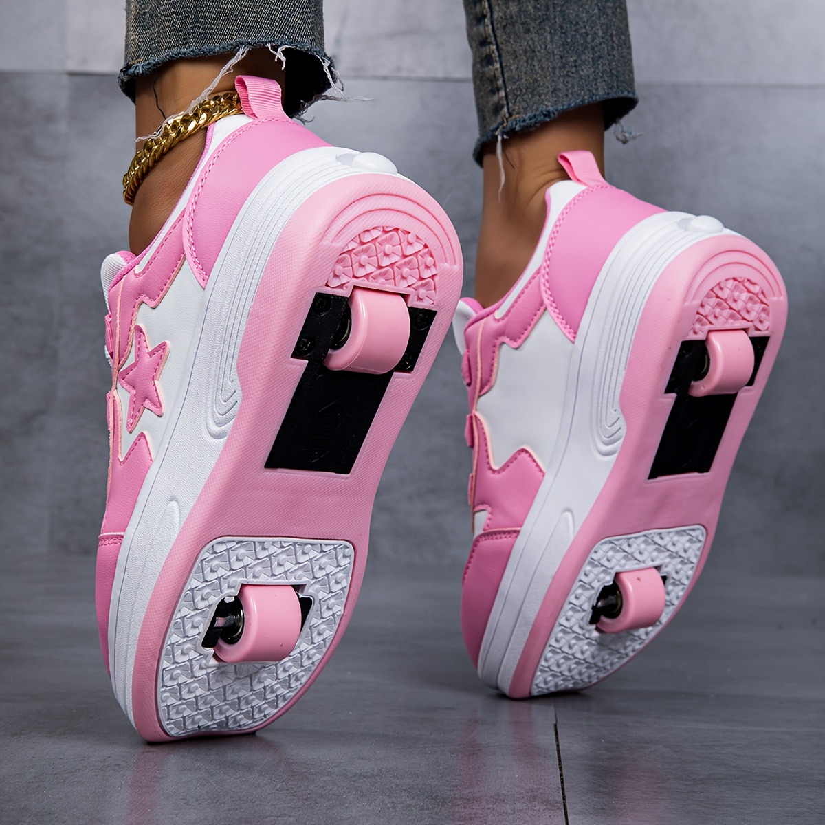 Pink Girls' Roller Skates - Double-wheel Skate Shoes - Outdoor Sneakers for All Seasons - For Girls - Suitable for Holiday Gifts, Christmas Gifts, and New Year Gifts - Fun and Active Play