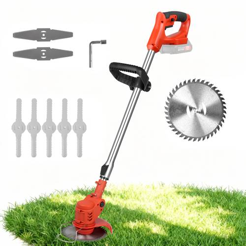 21v electric lawn mower new lawn mower with three weeding additions socket not included telescopic handle sturdy and durable lightweight design suitable for patio garden work