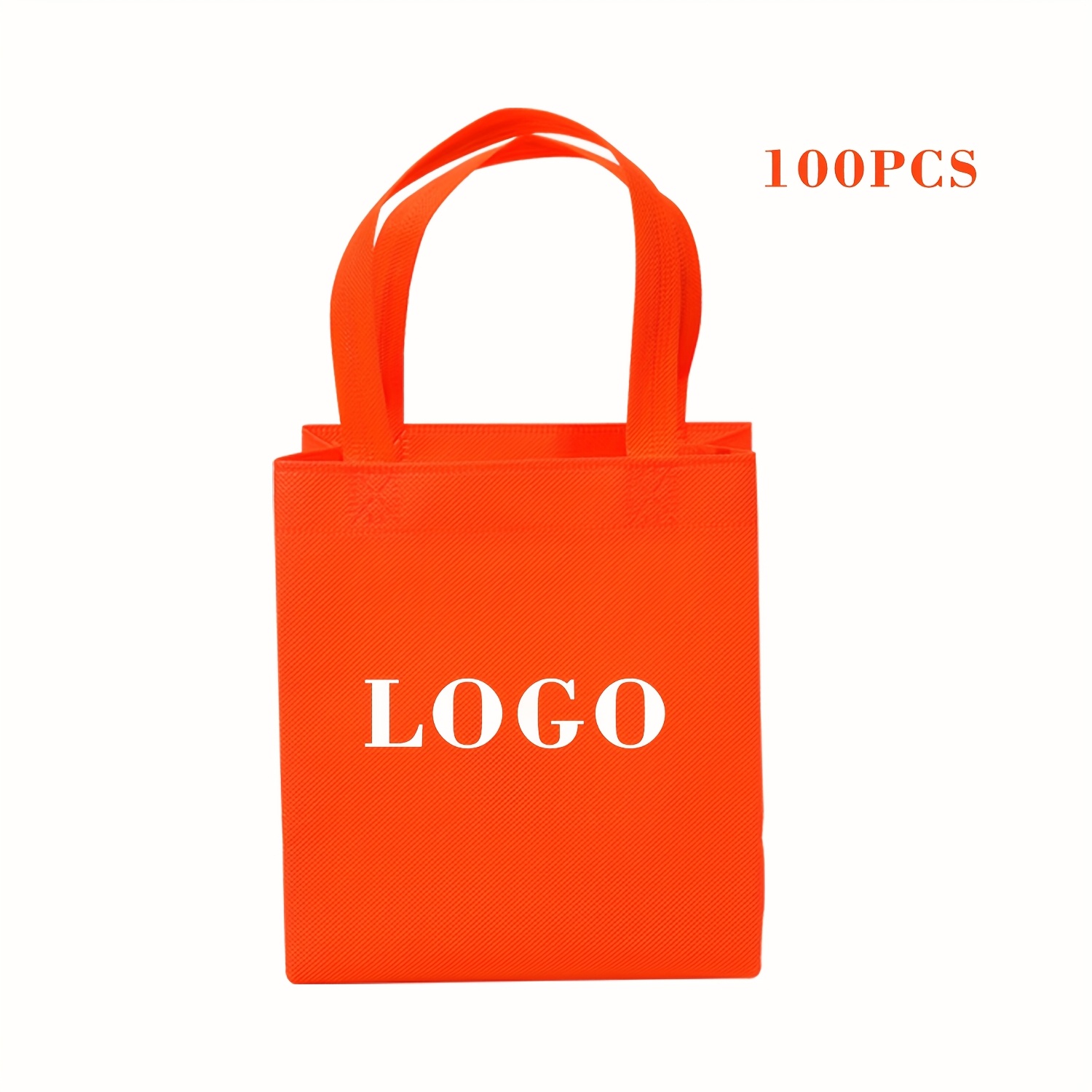 Custom 100pcs Tote Bag with Logo Text Heat Transfer