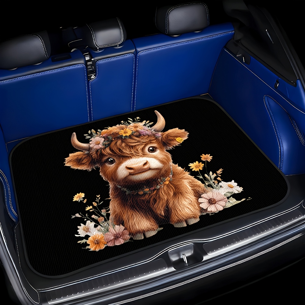 TEMU 1pc - Little Cow Flowers - Themed Car Trunk Mat, Fits Well, Easy To Clean, Trunk Mat, Universal Car Trunk Protection Mat