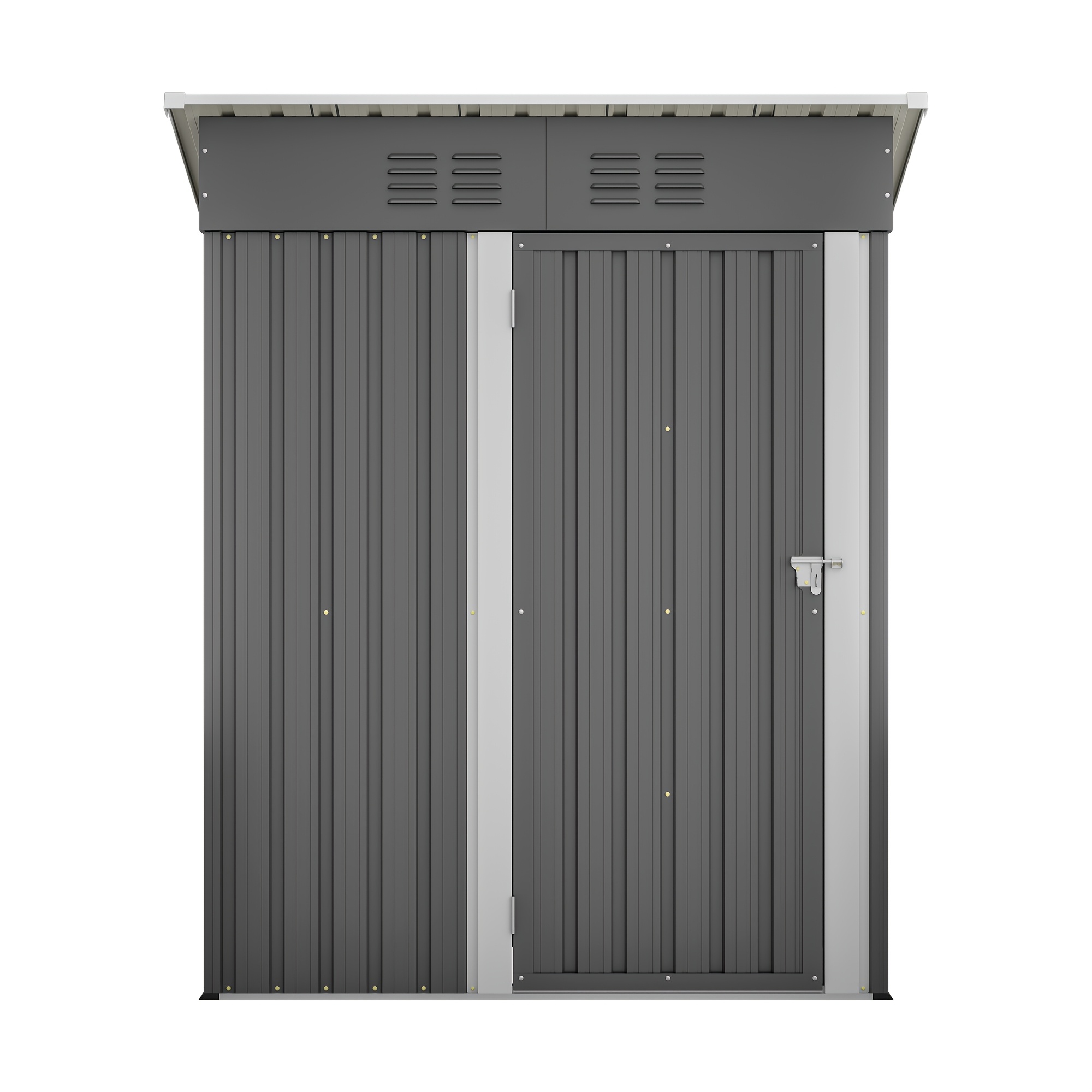 Outdoor Metal Storage Shed, Temporary Tool Storage Shed With Single Lockable Door And 2 Vents, Removable, Suitable For Garden, Patio, Tool Storage (5'x 3')