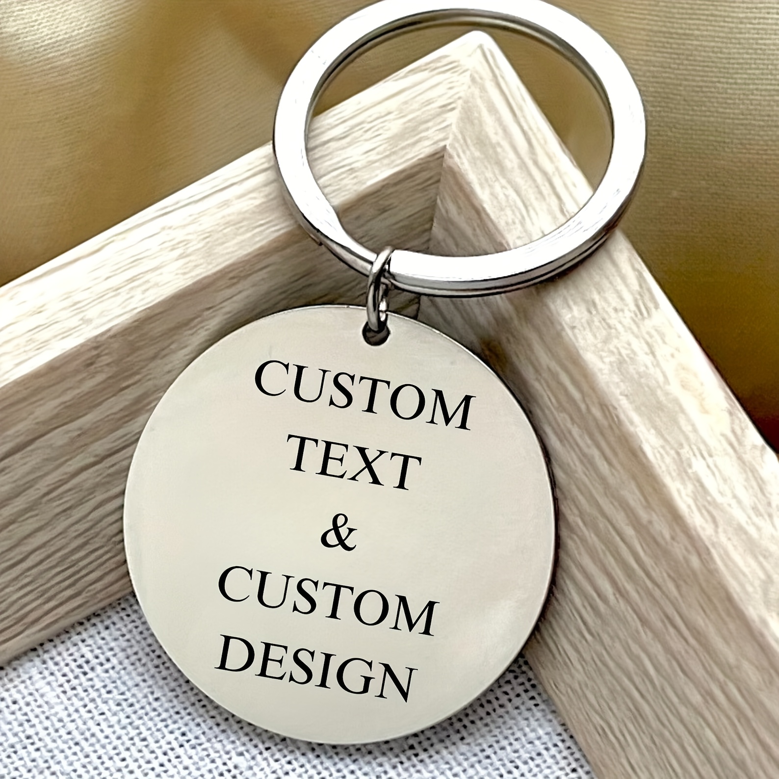 TEMU Portachiavi personalizzato in acciaio inossidabile argentato con logo personalizzabile, regalo aziendale personalizzato con logo personalizzato,