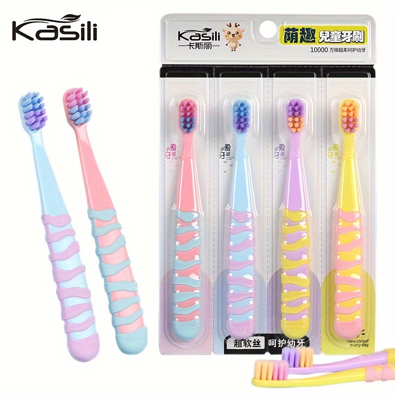 

Kasili 4pcs Cartoon Toothbrushes For - Nylon Fibers, Hypoallergenic, ,