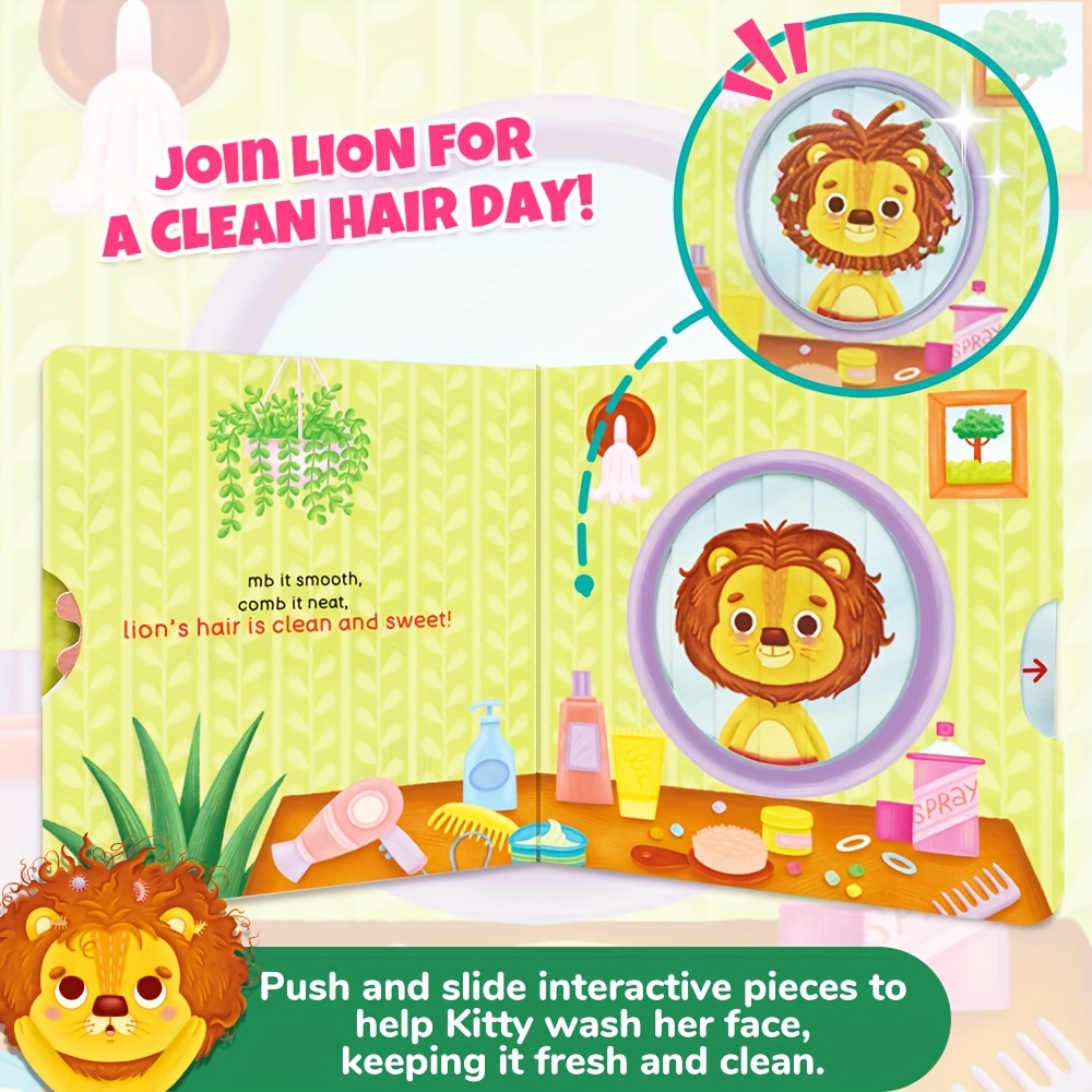 A Busy Book for Babies Featuring Lift-The-Flap Elements, This Interactive Sensory Book Promotes Cleanliness And Daily Routines. It Supports Early English Learning And Encourages Good Behavior in Children, Enhancing Their Independence. These Fun Mechanical Books Also Develop Hands-On Skills, Making Them Perfect Gifts for Christmas And Birthdays, with Engaging Push And Pull Activities.