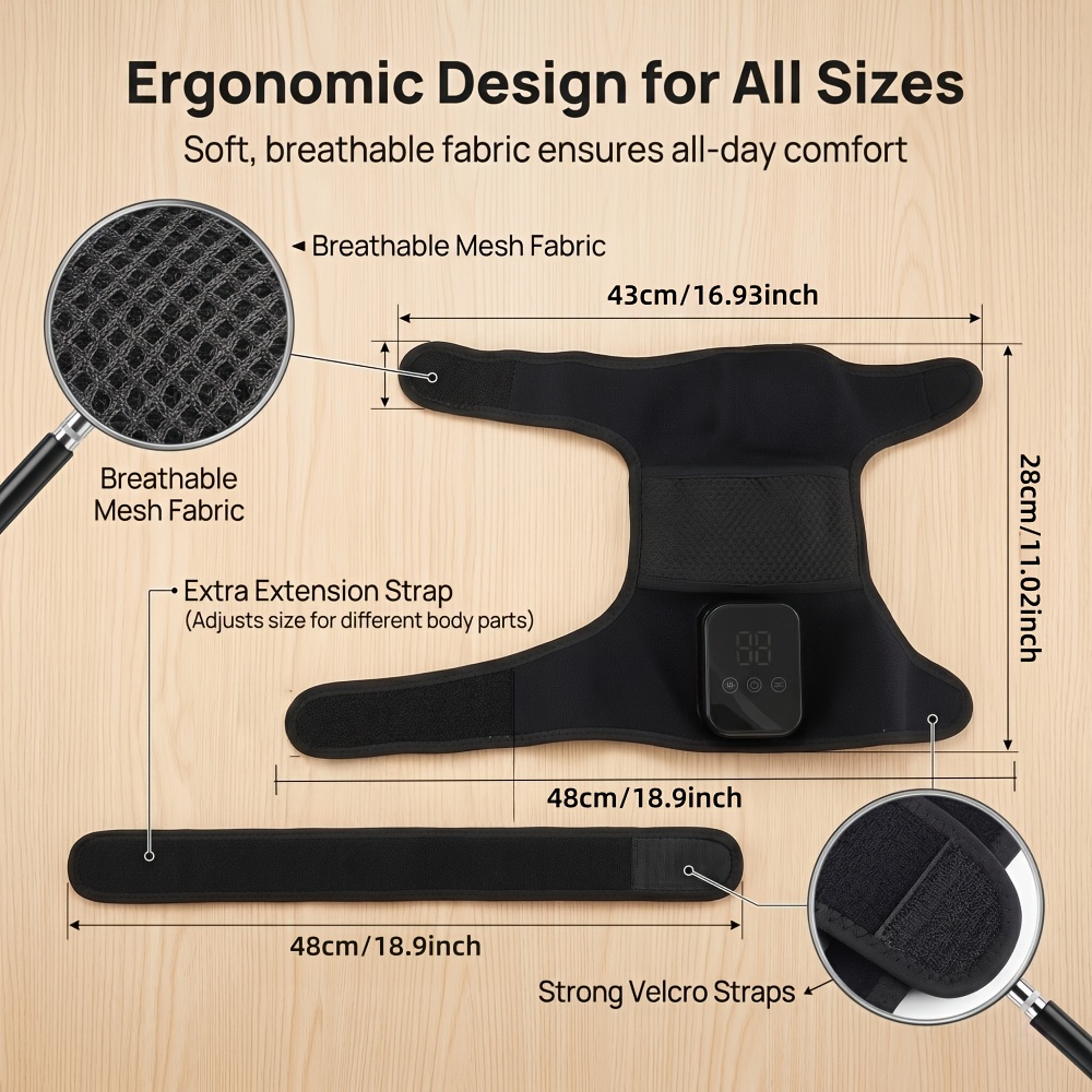 Rechargeable Knee Heating Massager with USB Cable, 3-Level Temperature Settings