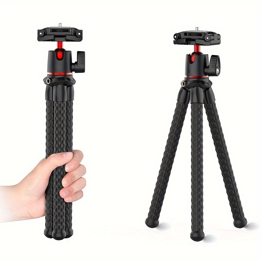 

Camera Tripod, Mini Flexible Stand With Hidden Phone Holder W Cold Shoe Mount, 1/4'' Screw For Magic Arm, Universal For Iphone 15 14 13 12 Pro Max Xs Max X 8 Samsung Cameras