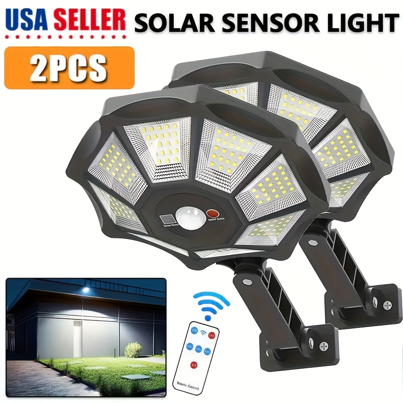 2pack solar street lights outdoor wall lights with motion sensor dusk to dawn ip55 waterproof commercial grade for yard barn parking lots   and amusement parks energy   weather resistantfloodlight