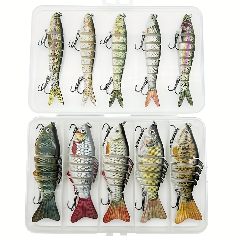 Image of 10pcs Multi-section Fishing Lure Set With Sinking Beads, Freshwater And Saltwater Universal Bait For Fishing Accessories