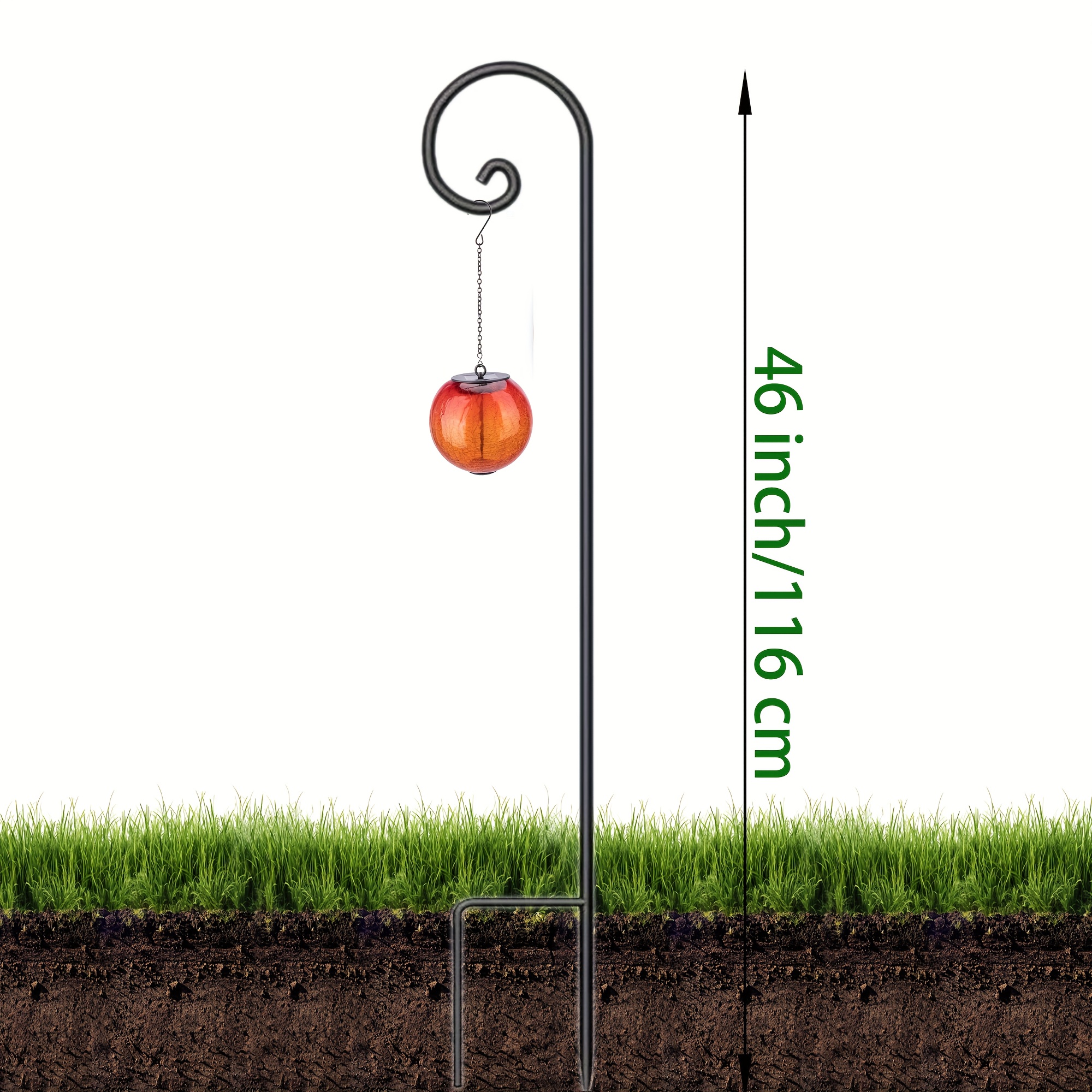 E-shop Schäferstäbe für die Außendekoration, höhenverstellbarer Metallhaken-Ständer für Hochzeitsfeier, Gartenfest, Feiertagsdekoration, Schwarz