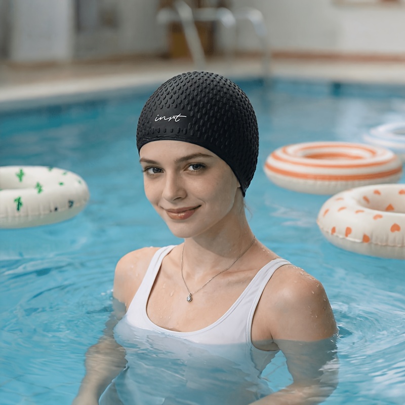 TEMU Gorro de natación de silicona con elasticidad de resistencia y diseño de de agua - Resistente a desgarros y fácil de poner - Adecuado para