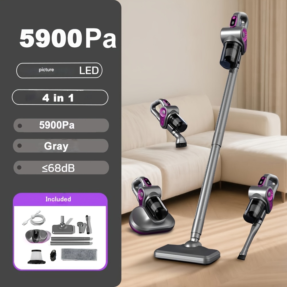 TEMU Cordless Vacuum Cleaner 5900pa, Upright Handheld Stick Vacuum & Mattress Vacuum Cleaner With Uv Light, Lightweight Portable Vacuum, Rechargeable
