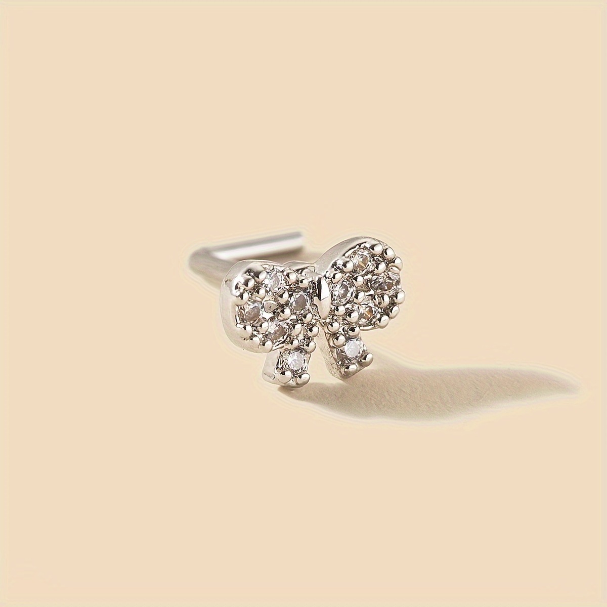 Petite Nose Stud with Zirconia Butterfly Bow Gift