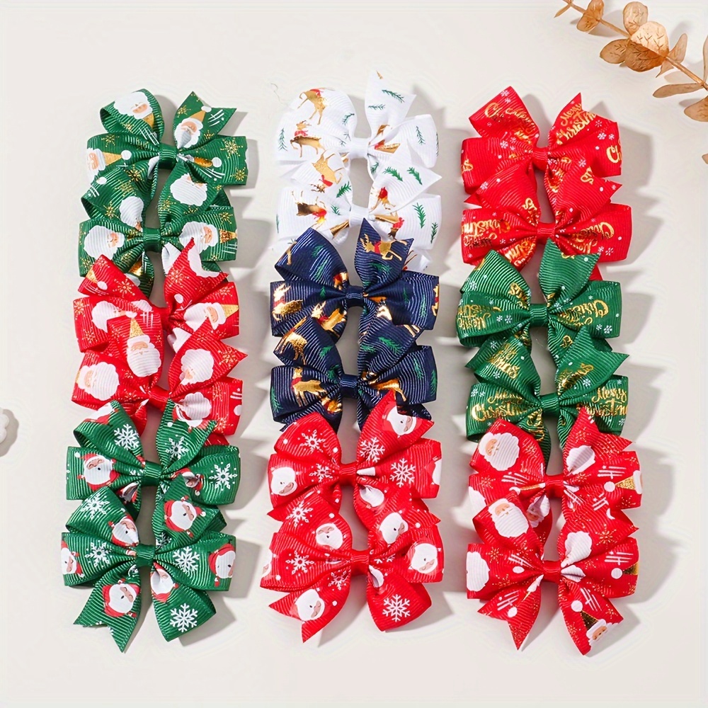 

14 Christmas Style Bow Hair Clips Holiday Decoration Children's Hair Sweet College Hair Card Headwear Random Color