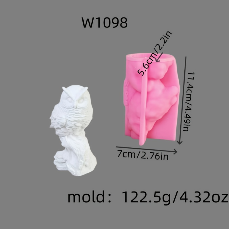 Image of High-quality Durable Owl Silicone Mold 3d Detailed Perched With Eyes - Irregular Shape Diy Resin, Candle, Gypsum, Epoxy Crafts Mold For Home Decor, Jewelry, Keychains - Reusable & (w1098)