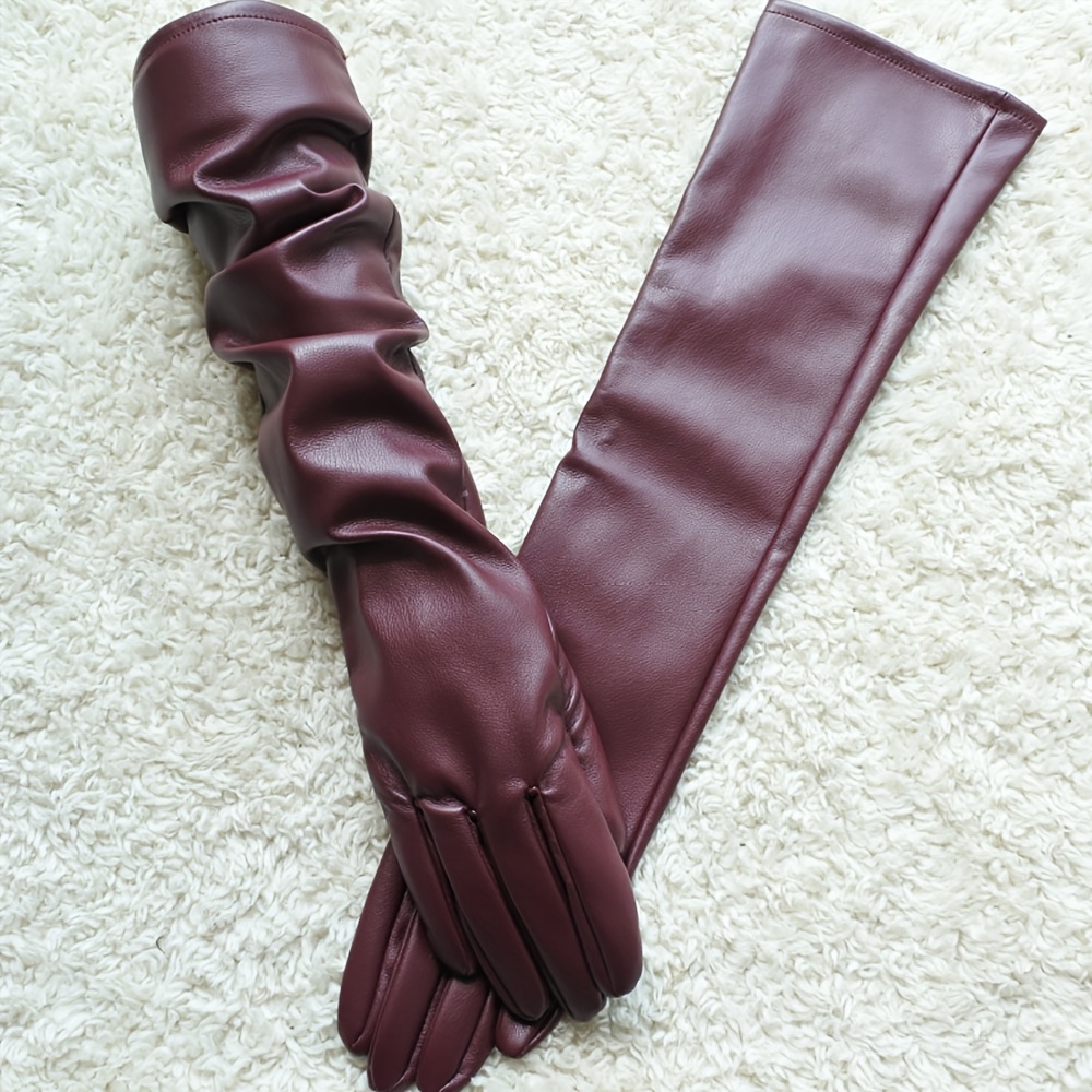 TEMU 1 Pair Of 50cm Autumn/winter Women's Fashionable Warm Long Gloves, Suitable For Brides , Performances, And Role-playing