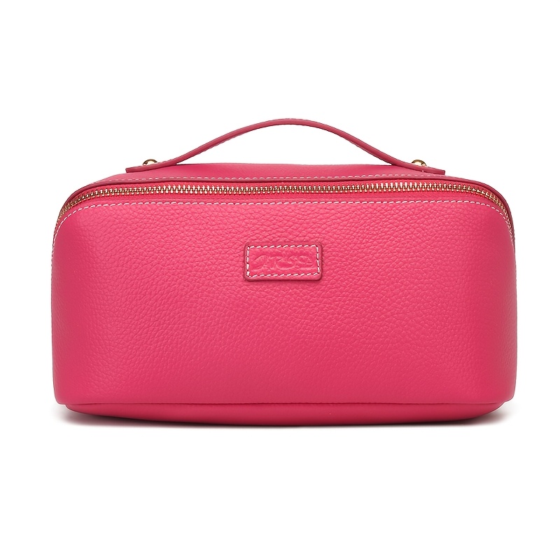 Women's Portable Makeup Bag With Compartments, 2025 New Model, Full Genuine Leather, Durable, Lightweight, And Easy To Carry, For Cosmetics And Toiletries Storage