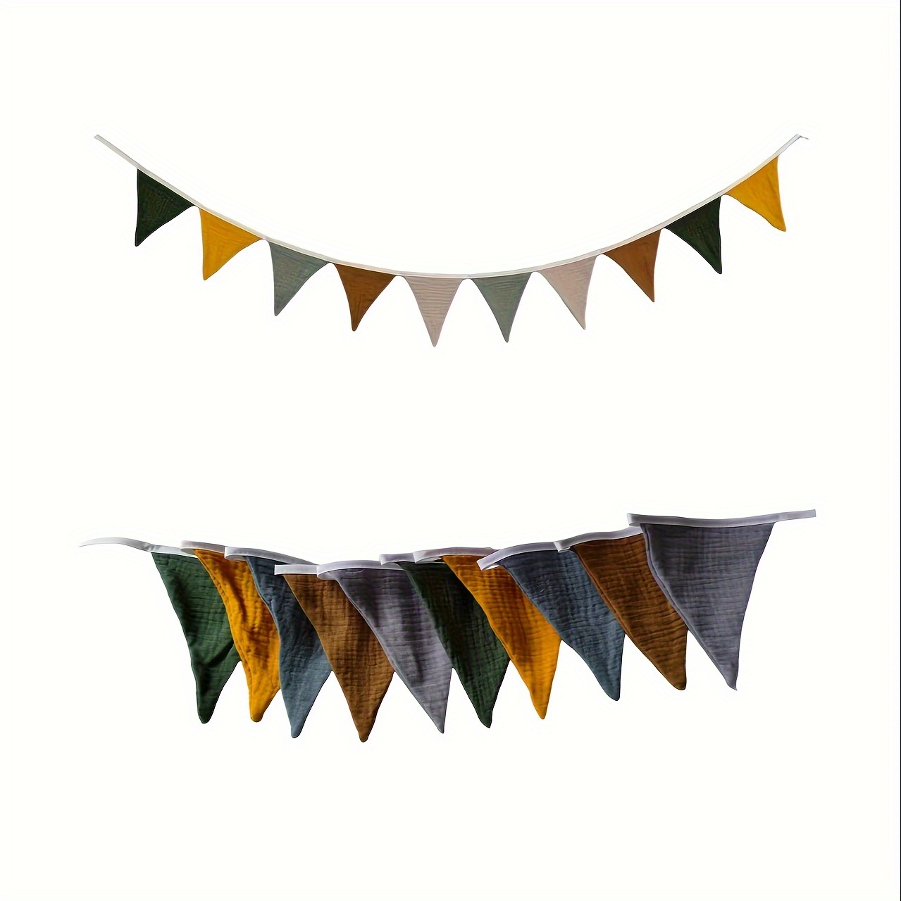 

Colorful Cotton Pennant Banner - 102" Long With 10 Flags, Perfect For Baby Showers, Birthdays & Weddings - Durable & Easy-to-hang Decor