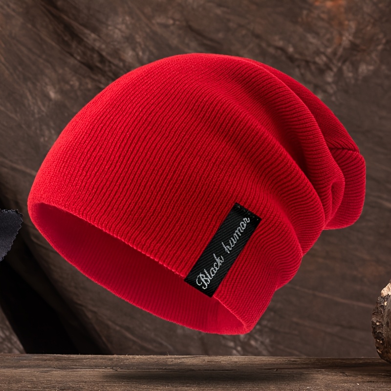 TEMU 1pc Letter Knit Beanie Autumn Winter High-elastic Soft Comfortable Warm Hat Outdoor Casual Sports Cycling Mountaineering Skiing Ear-covering Hat