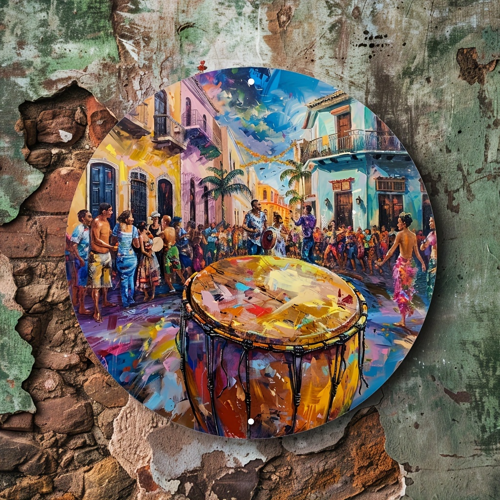 

Vibrant Cuban Street Party Metal Wall Art - & Salsa Music Theme, Perfect For Home & Office Decor