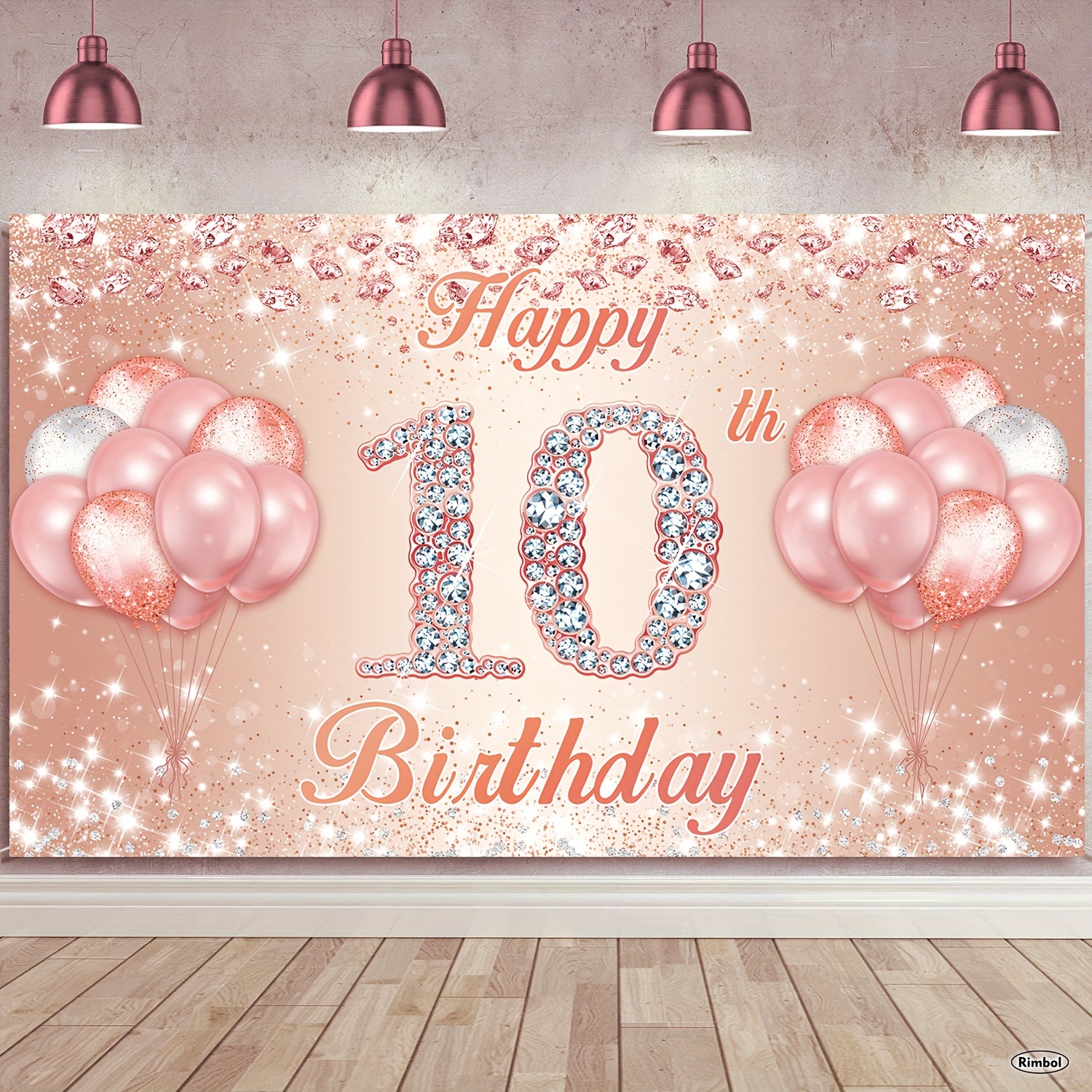 

10th Birthday Banner Background Decoration, Rose Gold 10th Birthday Party Sign Supplies, Pink 10th Birthday Poster Background Photo Booth Props Decoration