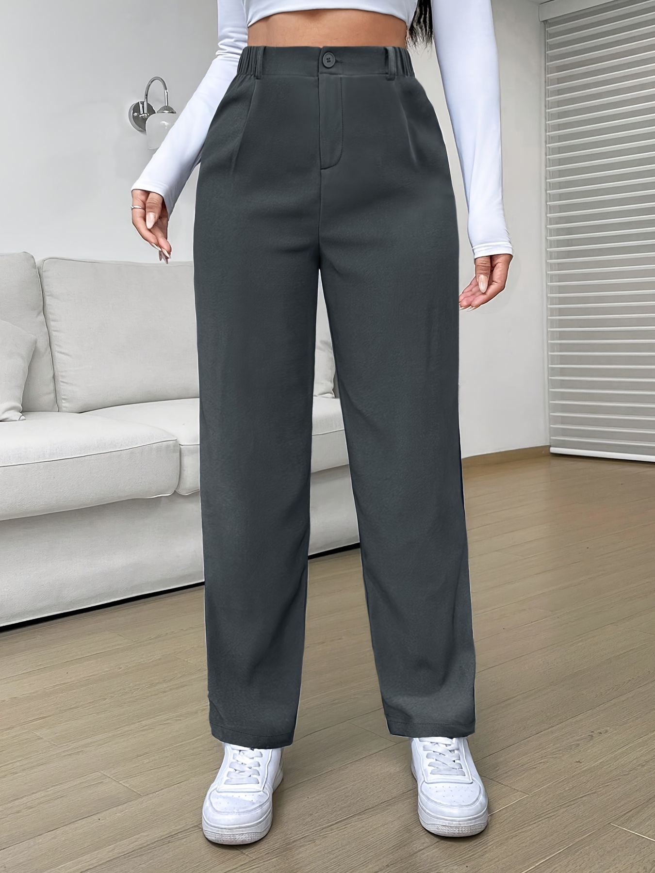 pantalon décontracté taille haute femme couleur Temu Switzerland