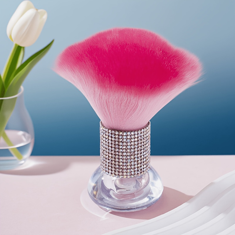 TEMU A Single Pack Of Diamond-studded Mushroom Head Powder Brush For Makeup Cleaning, Blush Brush, Nail Dust Brush, Setting Brush, And Nail Tool