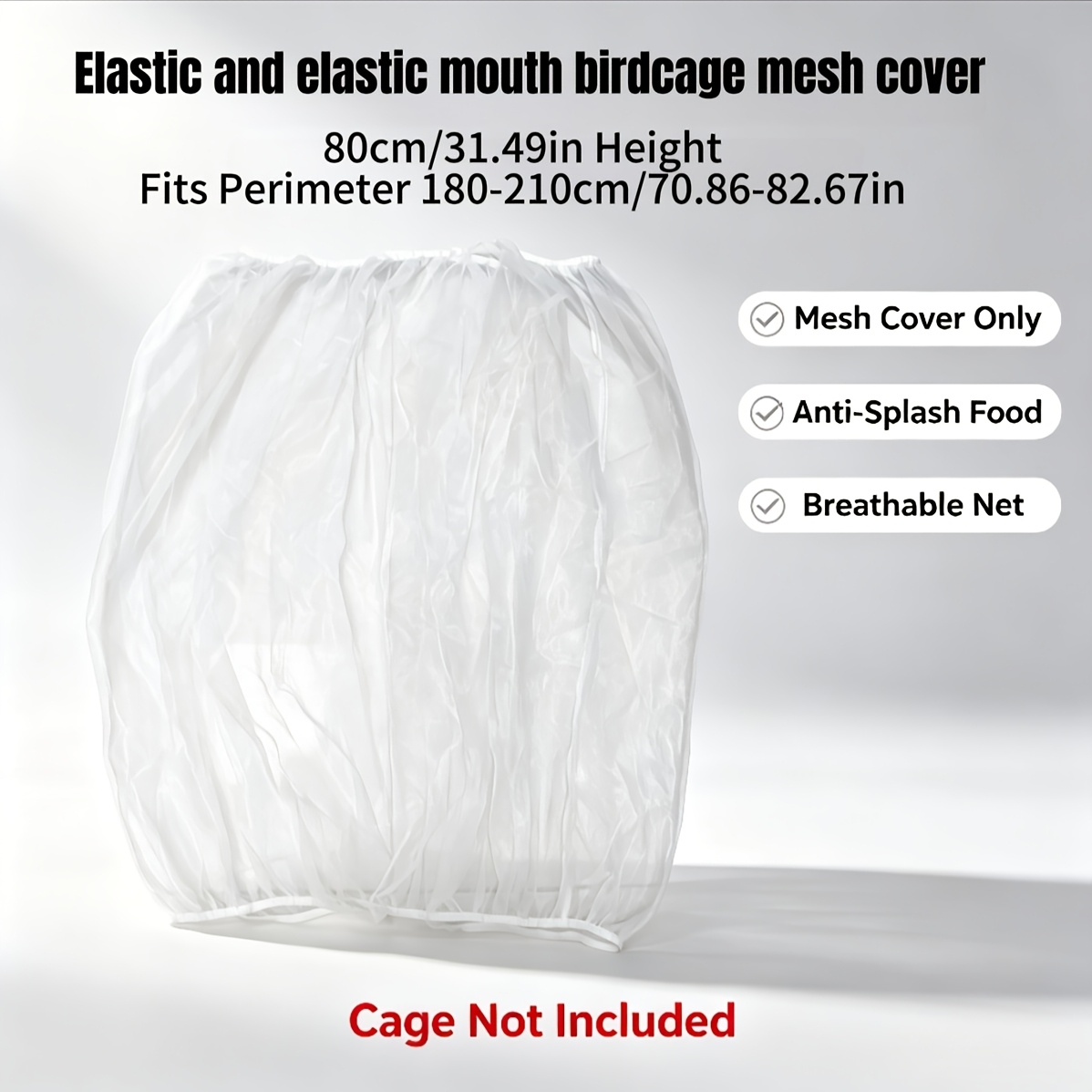 Image of Height 80cm Splash Proof Spill Mesh Bird Cage - Large Bird Cage Mesh Cover - Bird Cage Splash Gauze Anti-fly Gauze Net