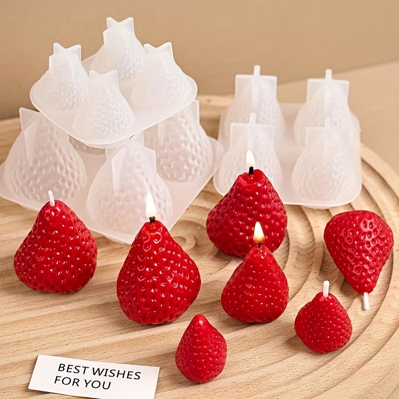 Molde de velas de silicona de fresa 3D - Manualidades DIY para bodas, regalos de cumpleaños, jabones, yeso y fundición de resina