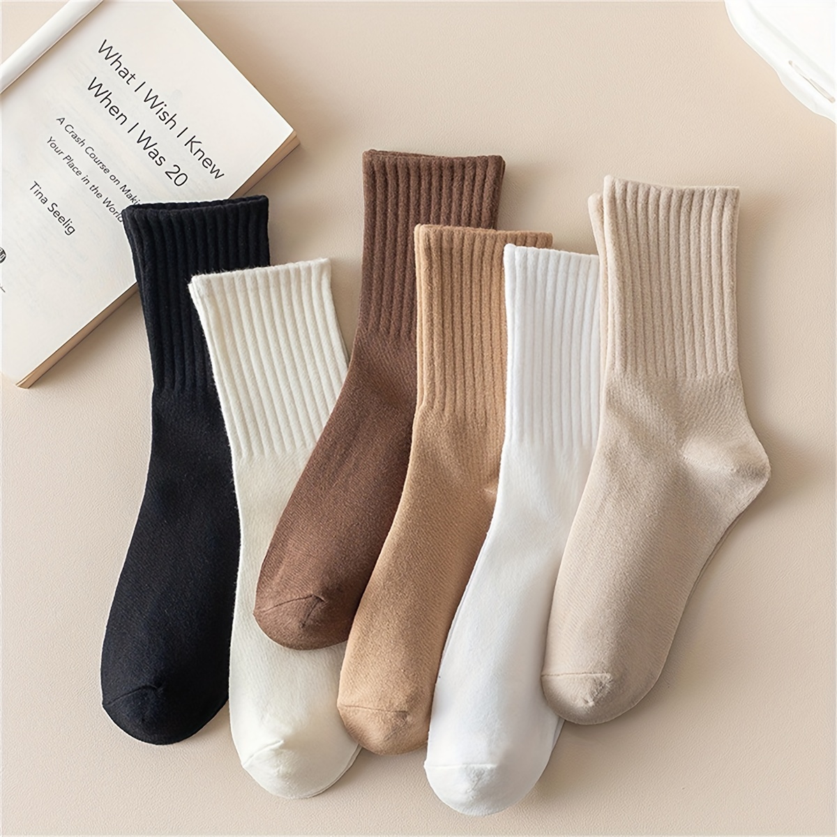 

5/6/10 Pairs Of Men's Simple Mid-tube Socks, Breathable Comfy Casual Crew Socks For Outdoor Wearing All Seasons Wearing